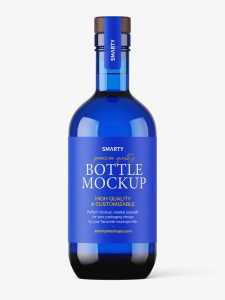 Blue vodka bottle mockup