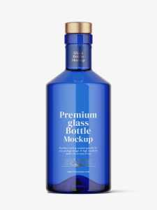 Blue vodka bottle mockup