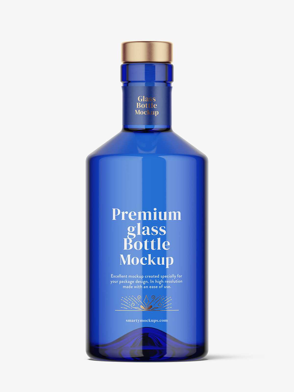 Blue vodka bottle mockup