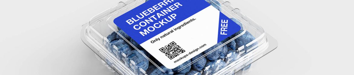 Blueberries plastic container mockup