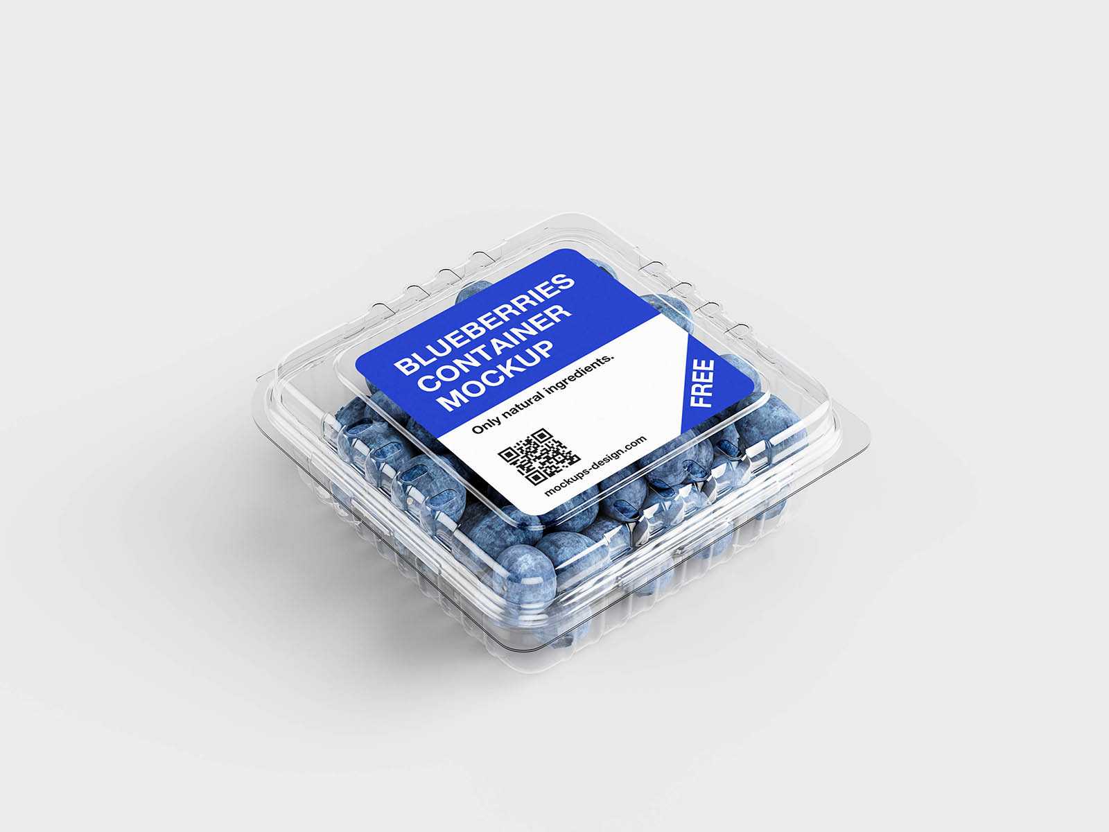 Blueberries plastic container mockup