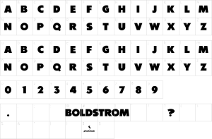 Mapa de caracteres da fonte Boldstrom Font