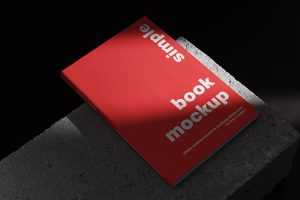 Book on the concrete tile mockup