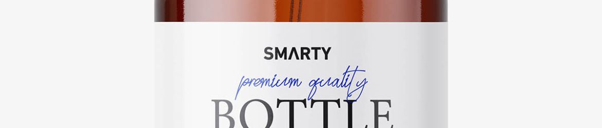 Bottle with a pump mockup / amber
