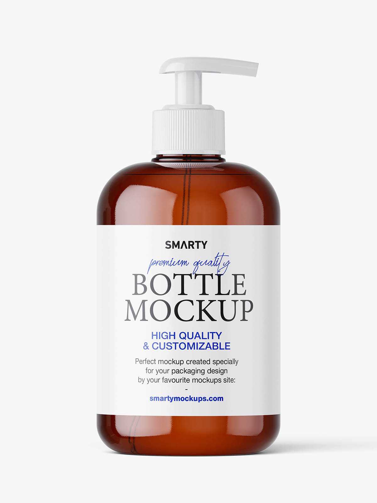 Bottle with a pump mockup / amber