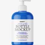 Bottle with a pump mockup / glossy