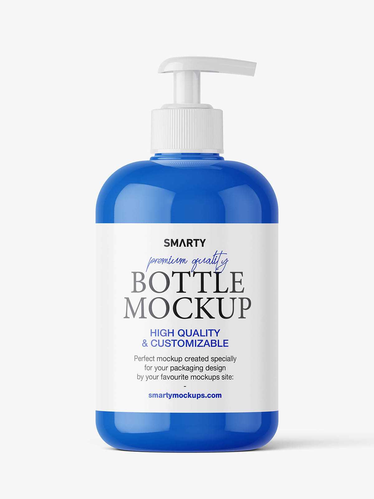 Bottle with a pump mockup / glossy