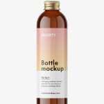 Bottle with aluminium screw cap mockup / amber