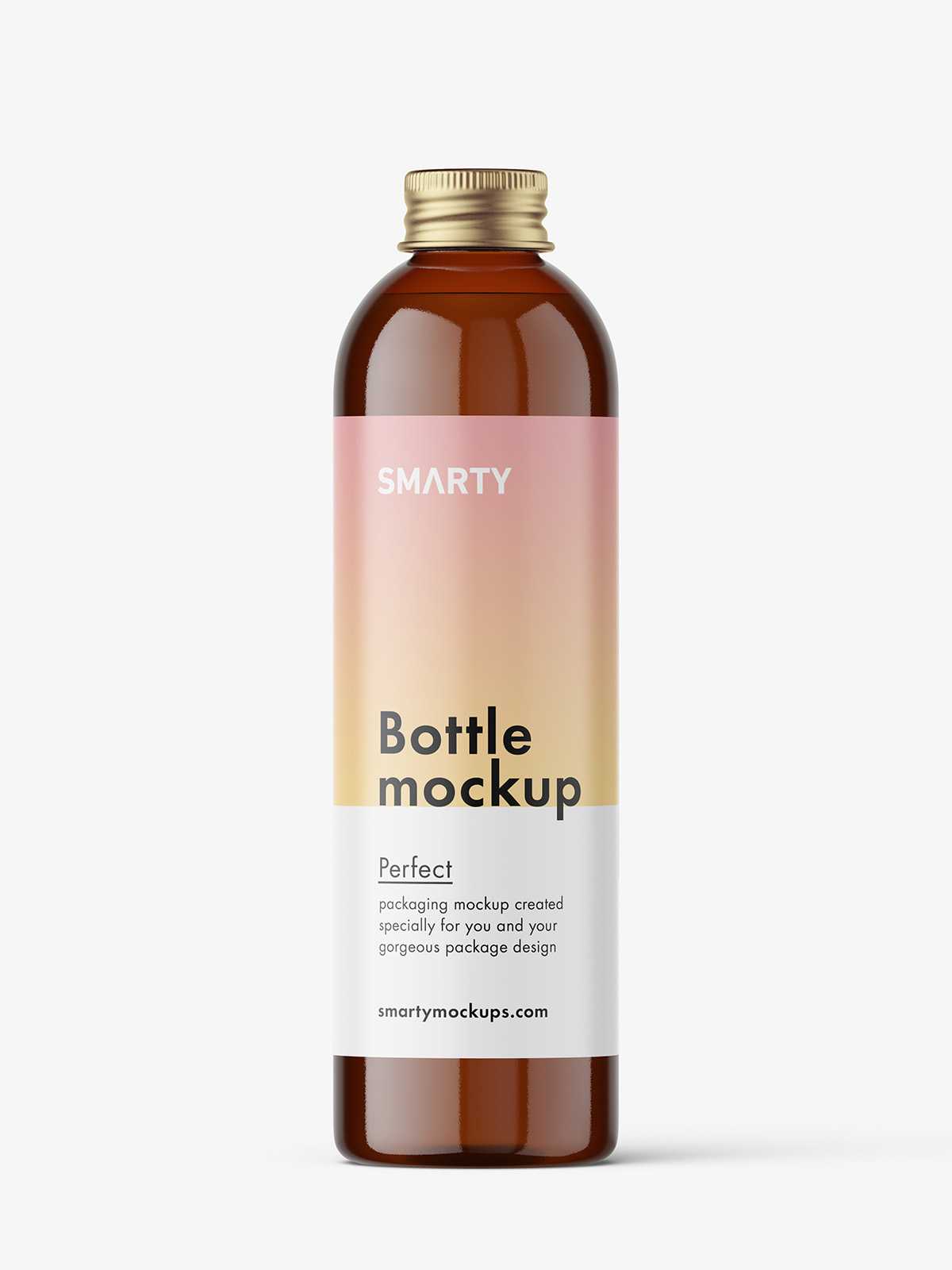 Bottle with aluminium screw cap mockup / amber