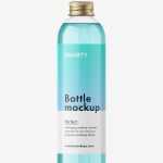 Bottle with aluminium screw cap mockup / clear
