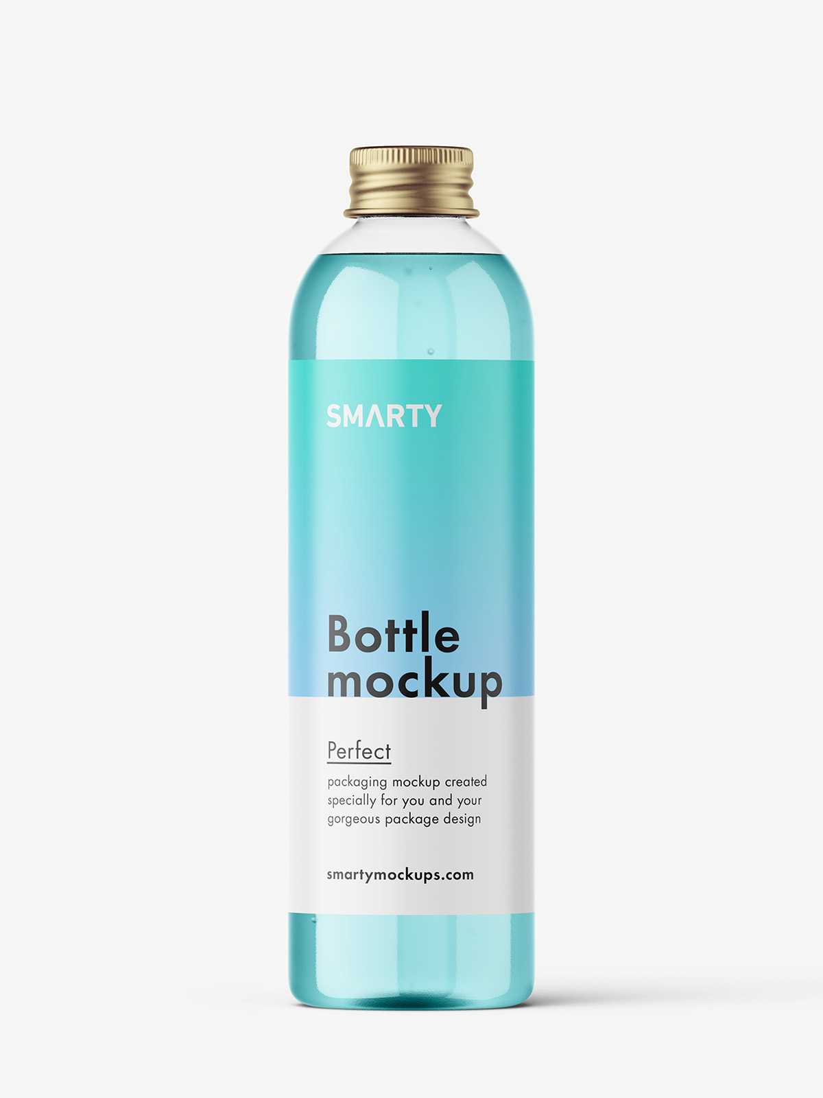 Bottle with aluminium screw cap mockup / clear