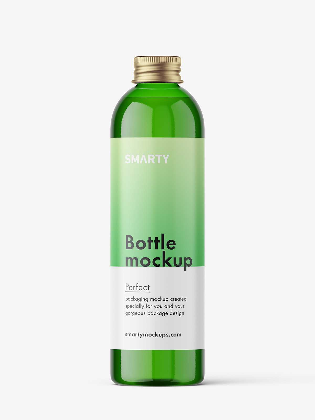 Bottle with aluminium screw cap mockup / green