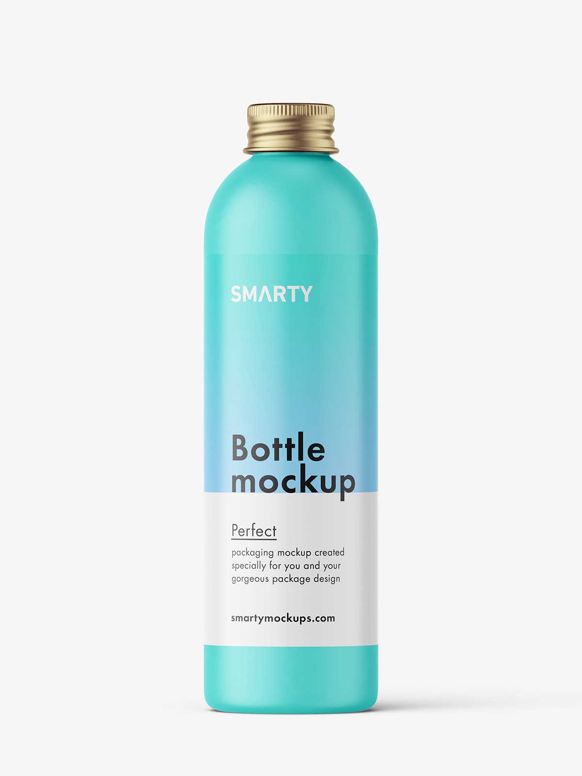 Bottle with aluminium screw cap mockup / matt