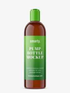 Bottle with disc top mockup / amber