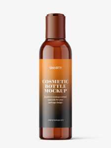 Bottle with disctop mockup / amber