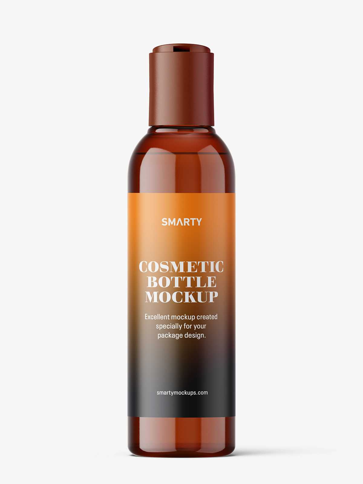 Bottle with disctop mockup / amber