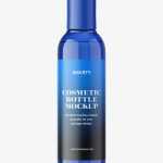 Bottle with disctop mockup / blue