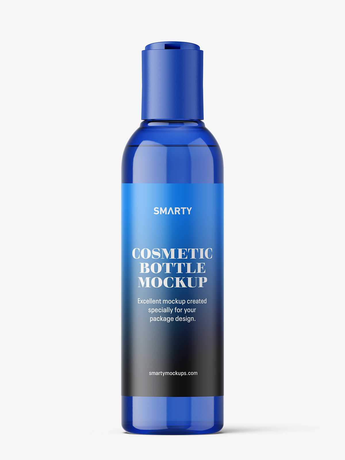 Bottle with disctop mockup / blue