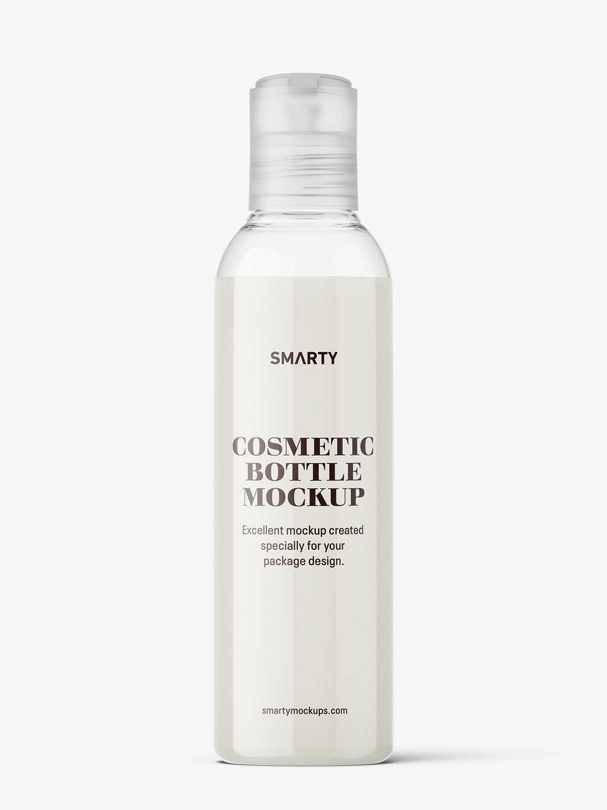 Bottle with disctop mockup / cream