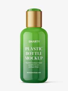 Bottle with disctop mockup / glossy
