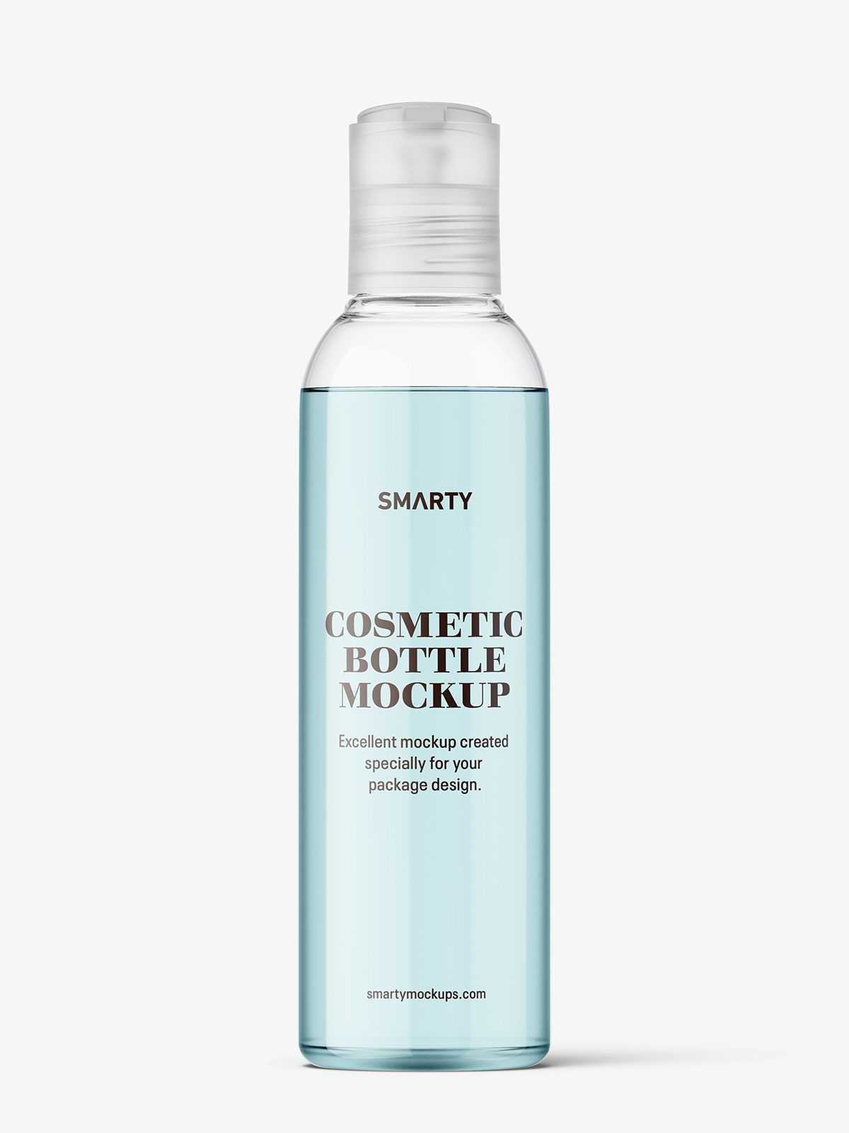 Bottle with disctop mockup / liquid