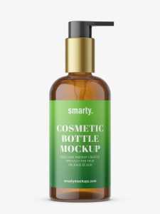 Bottle with elegant pump mockup / amber