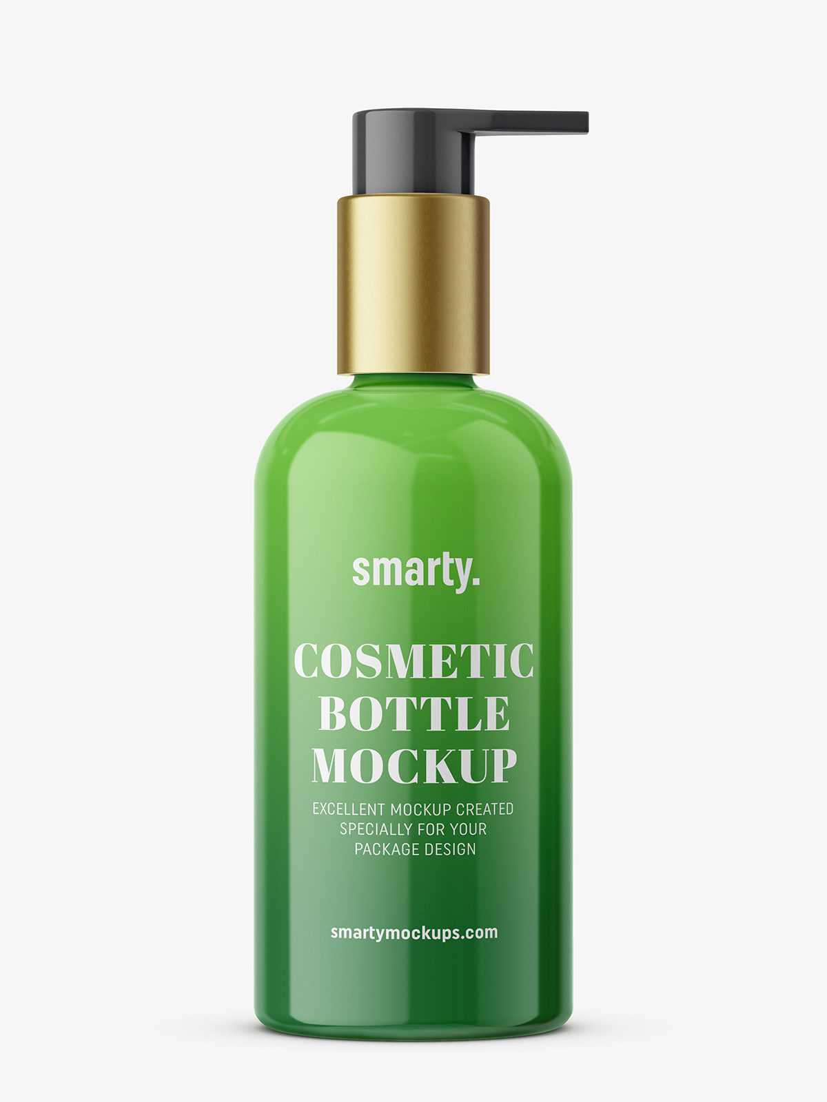 Bottle with elegant pump mockup / glossy