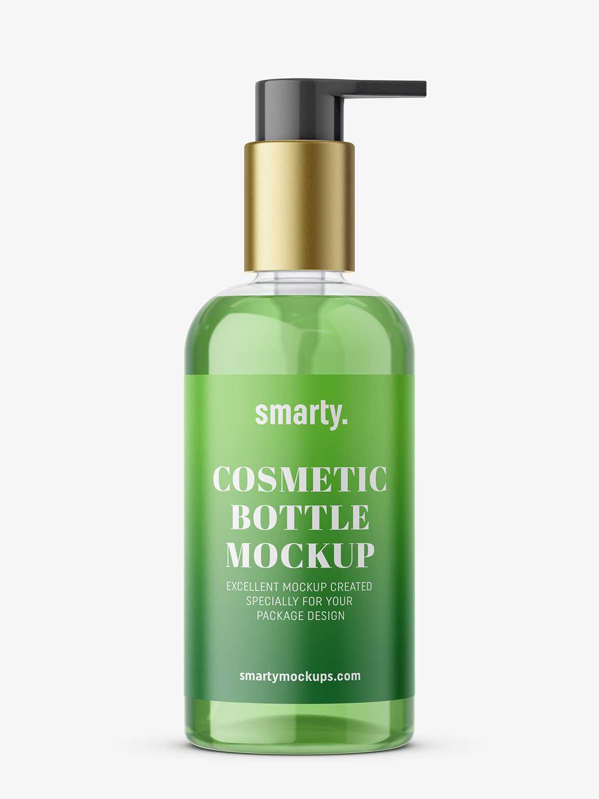 Bottle with elegant pump mockup / transparent