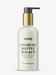 Bottle with elegant pump mockup / with cream
