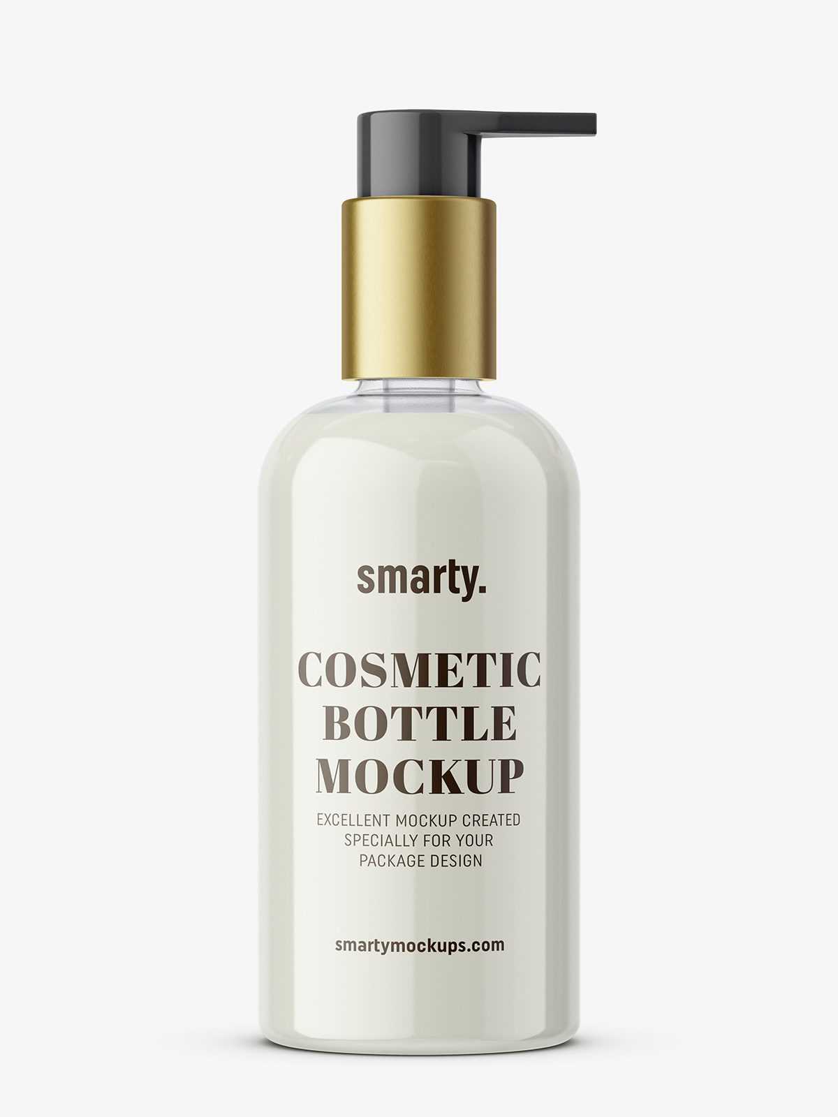 Bottle with elegant pump mockup / with cream