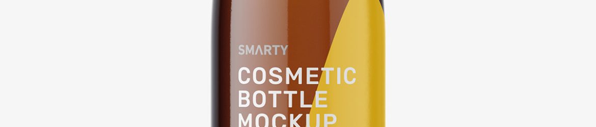Bottle with flip top lid mockup / amber