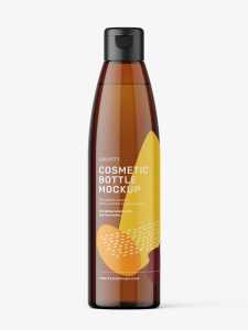 Bottle with flip top lid mockup / amber