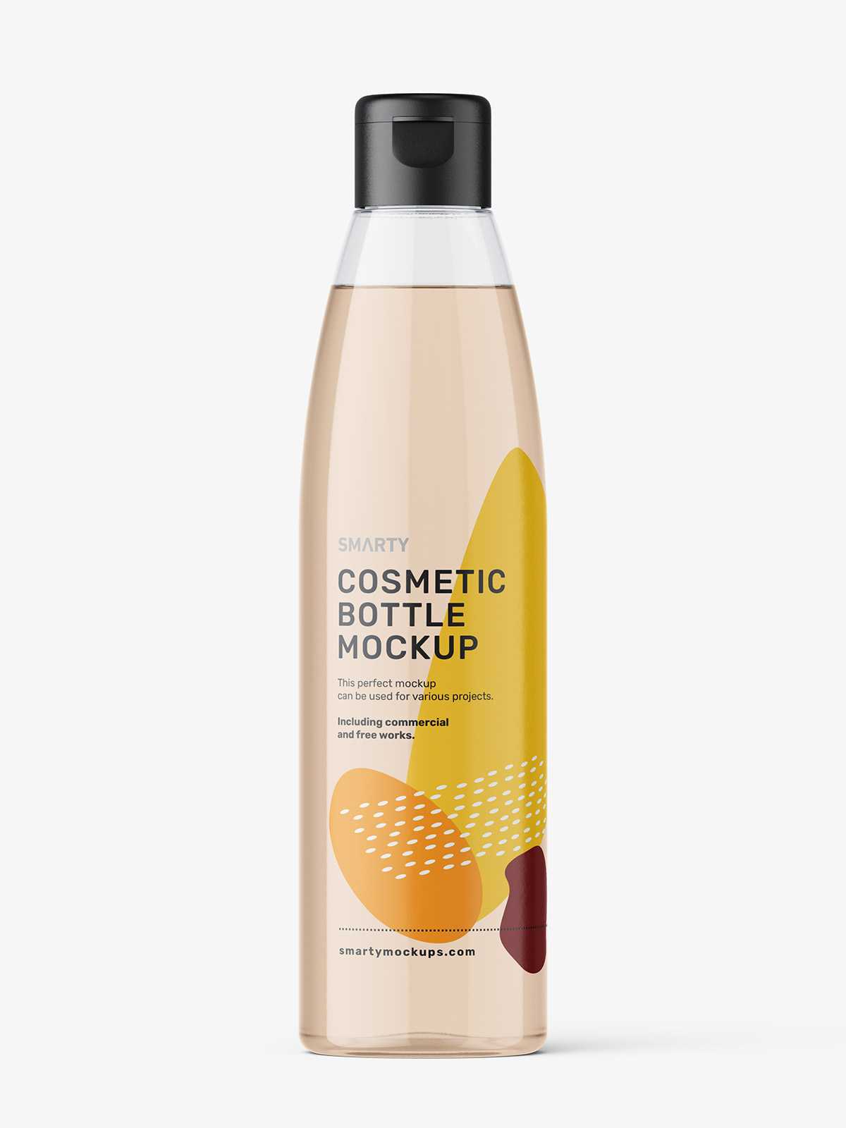 Bottle with flip top lid mockup / clear
