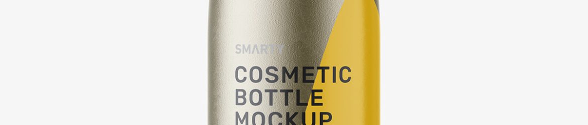 Bottle with flip top lid mockup / metallic