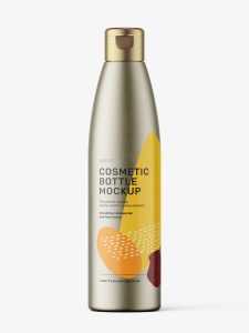 Bottle with flip top lid mockup / metallic