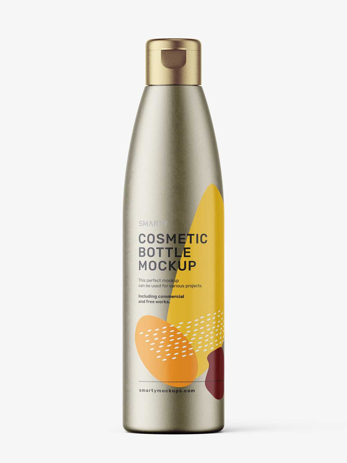 Bottle with flip top lid mockup / metallic