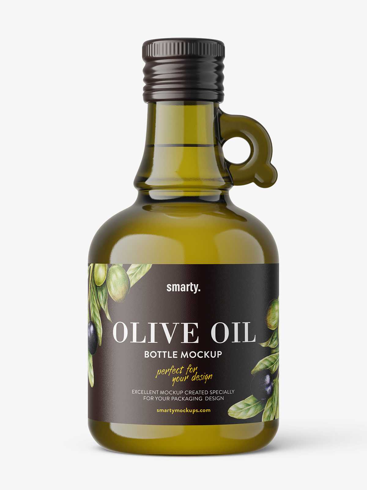 Bottle with handle mockup / dark glass