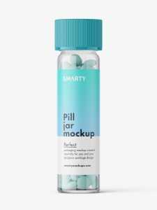 Bottle with herbal pills mockup