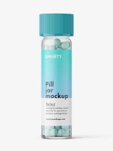 Bottle with herbal pills mockup