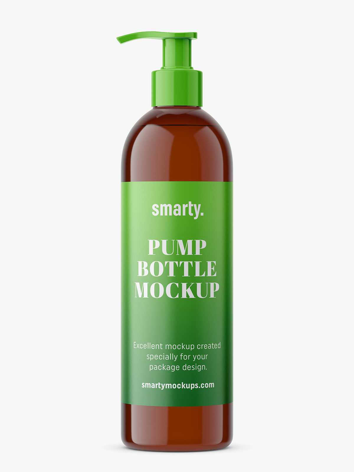 Bottle with pump mockup / amber