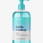 Bottle with pump mockup / clear