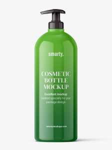 Bottle with pump mockup / glossy