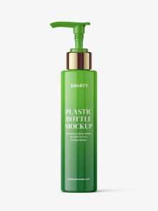 Bottle with pump mockup / glossy