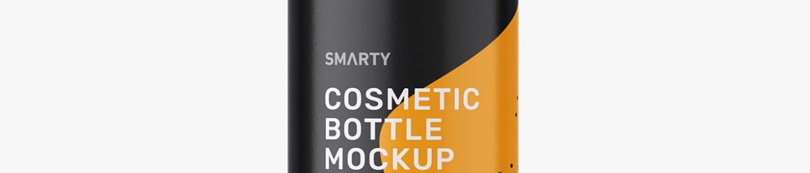 Bottle with rounded pump mockup / amber