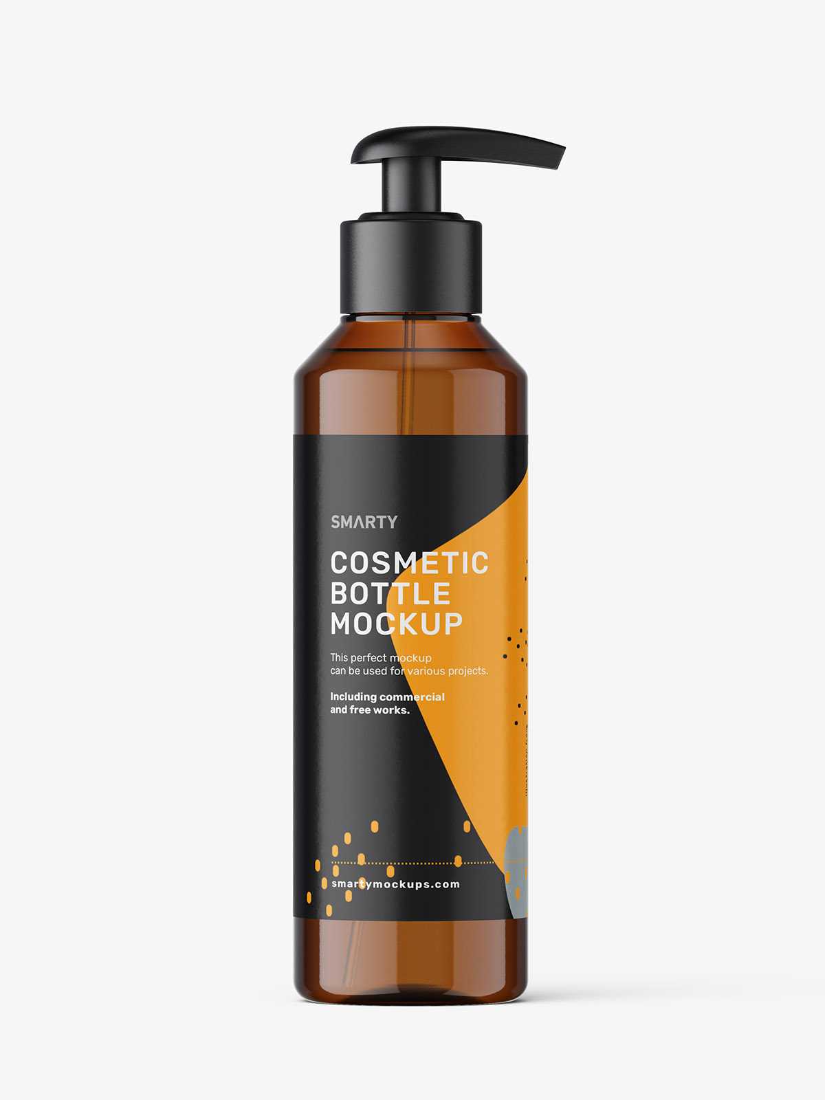 Bottle with rounded pump mockup / amber