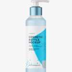 Bottle with rounded pump mockup / frosted