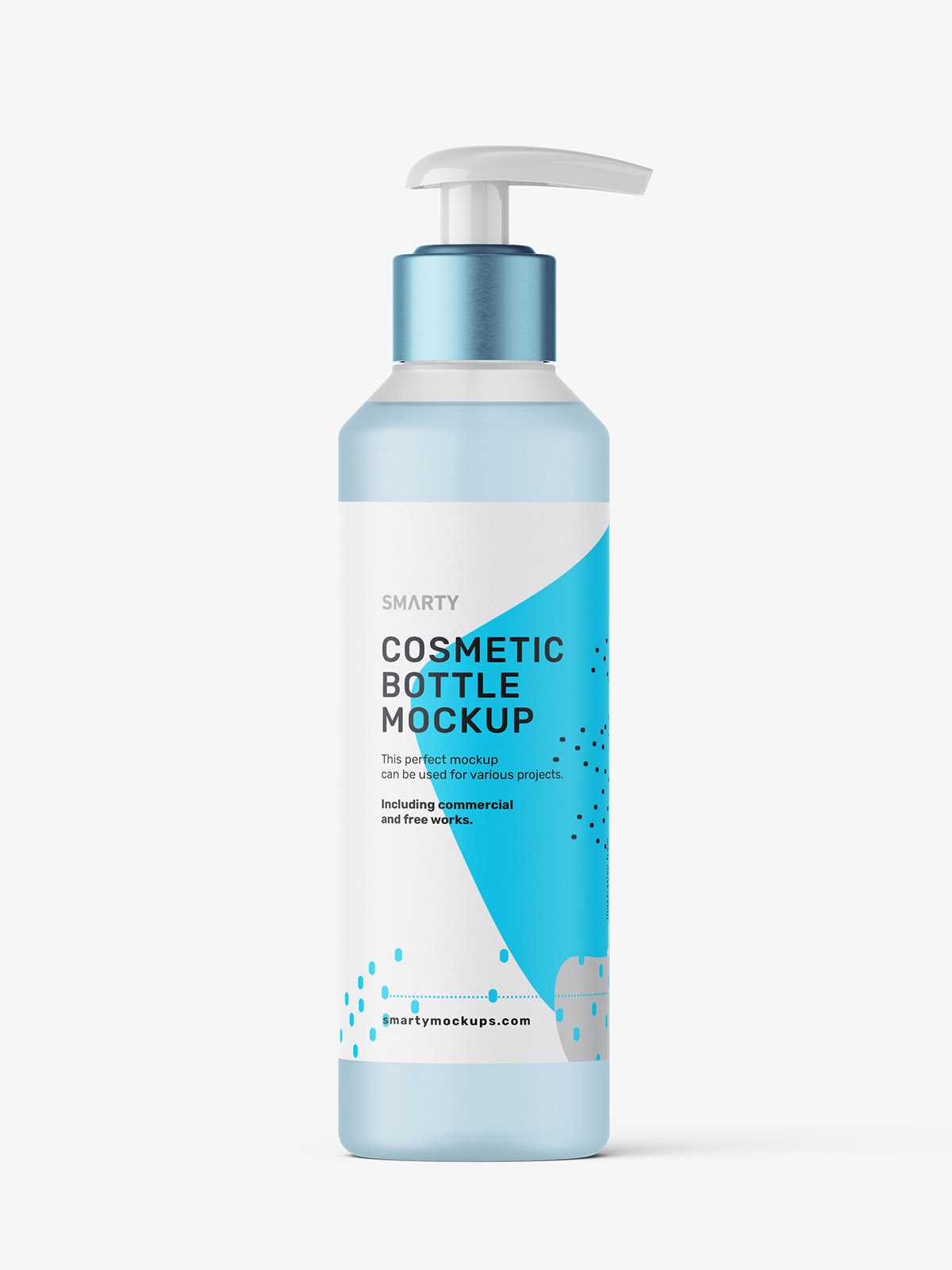 Bottle with rounded pump mockup / frosted