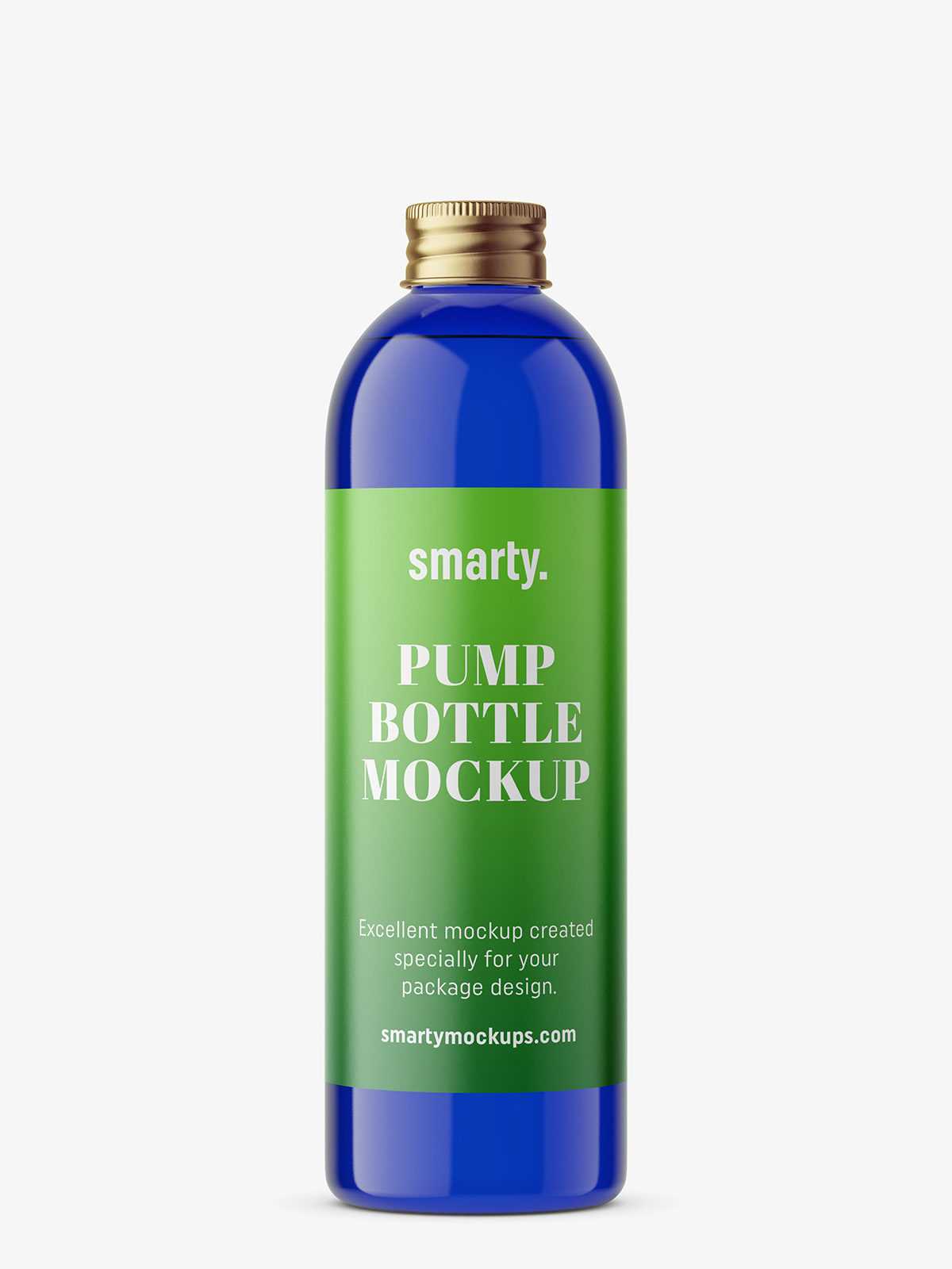 Bottle with silver cap mockup / cobalt
