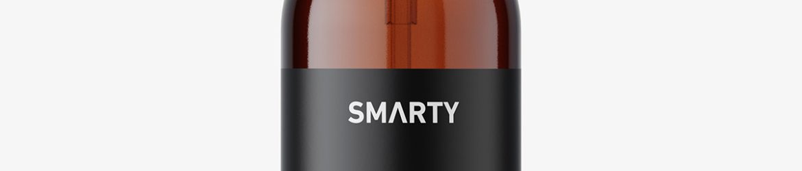 Bottle with transparent spray mockup / amber