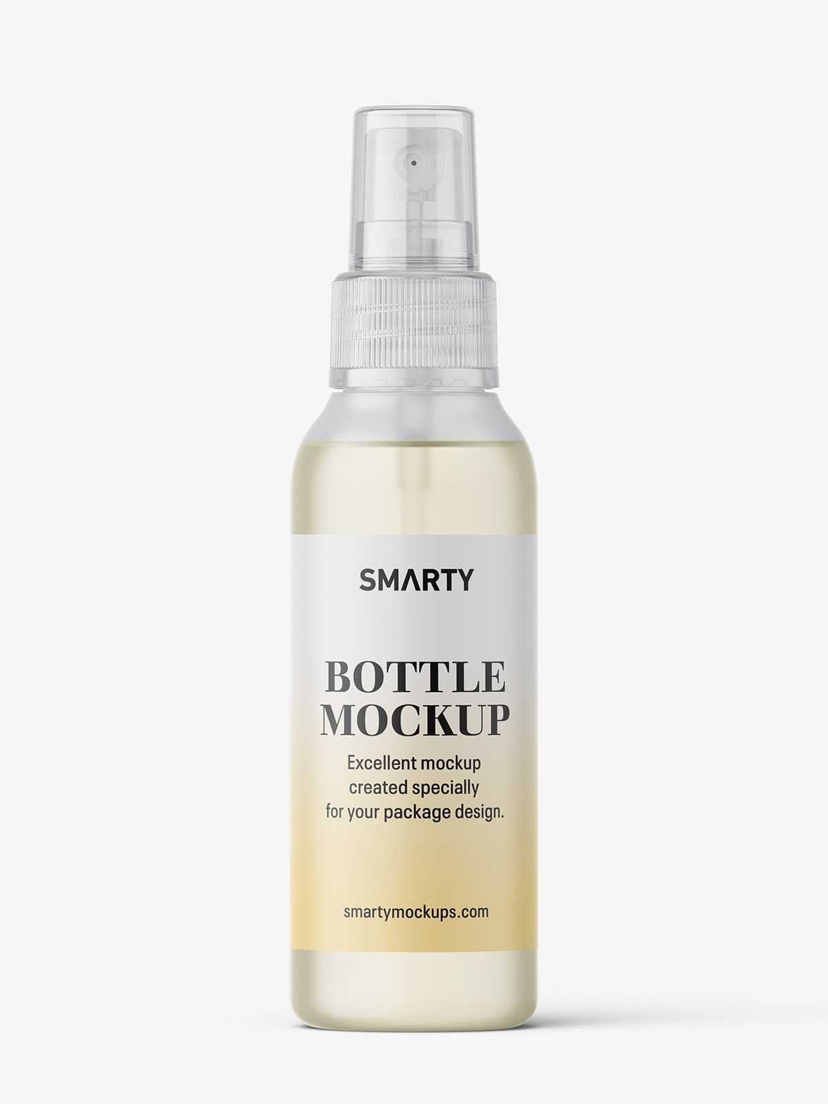 Bottle with transparent spray mockup / frosted